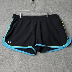 Under Armour Shorts Women's Large Black & Blue Running Drawstring